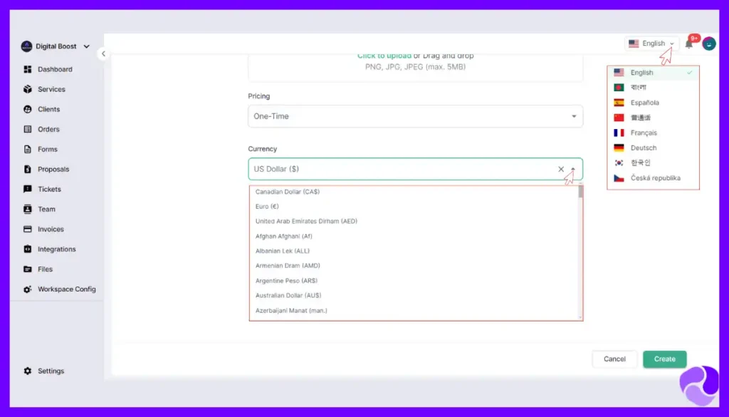 AgencyHandy Multilingual and Multi currency