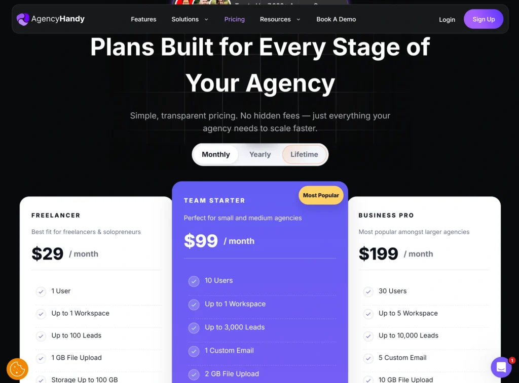 Agency Handy Pricing plan