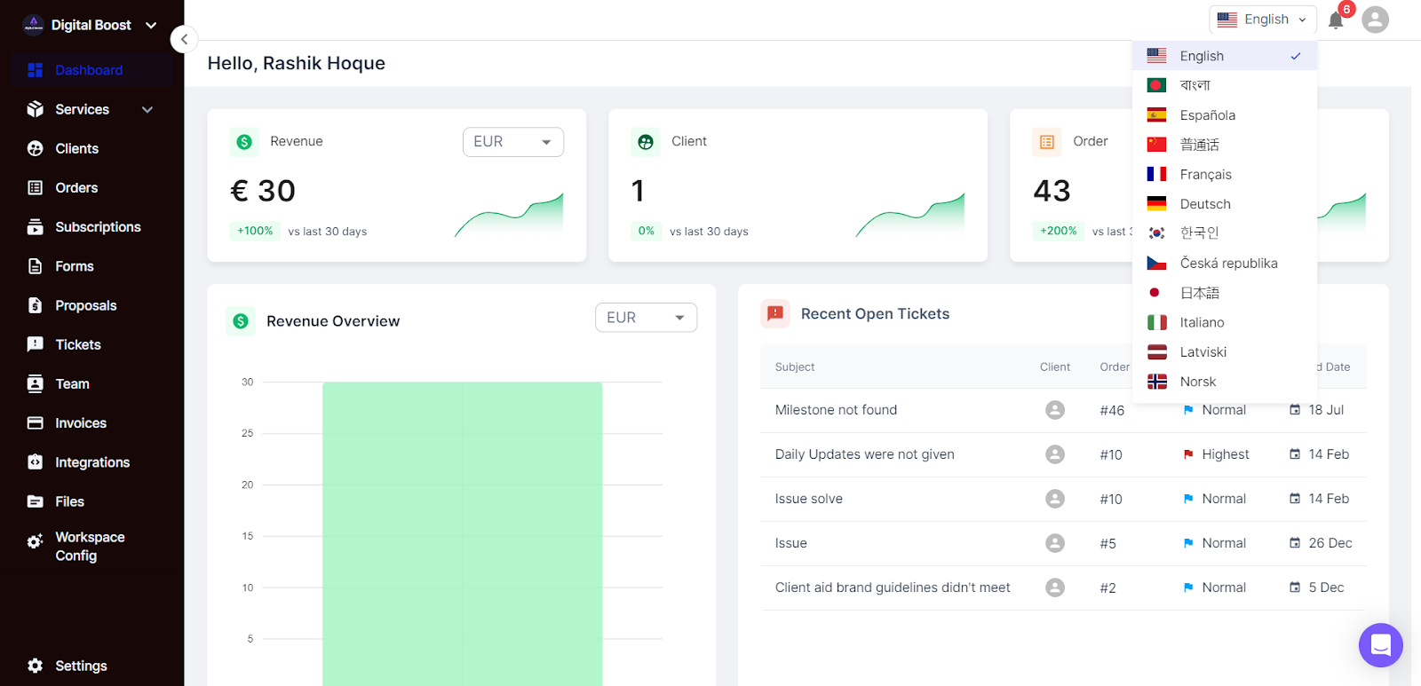 Agency Handy Multilingual Support