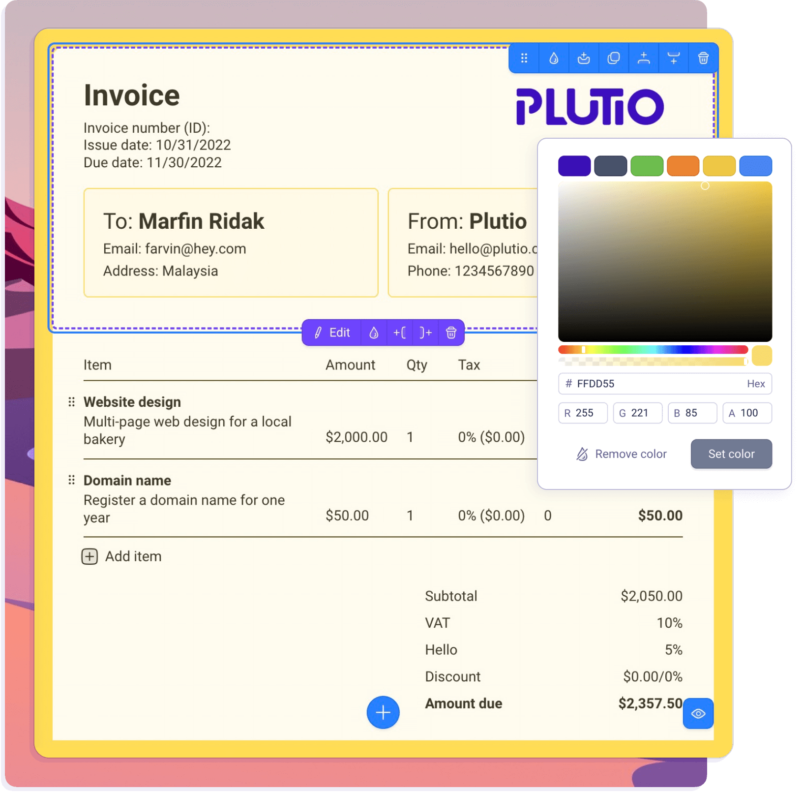Plutio Invoices