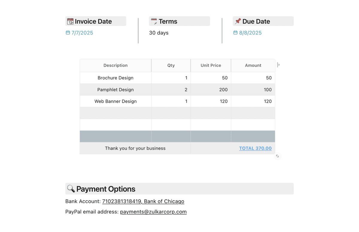 FuseBase Invoice