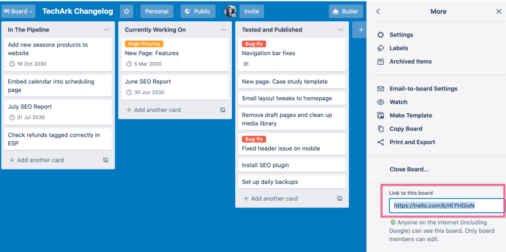 Client-Portal.io Trello task