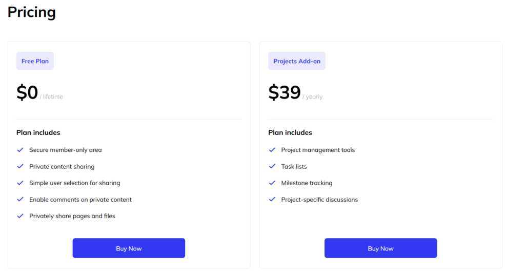 WP Customer Area Pricing