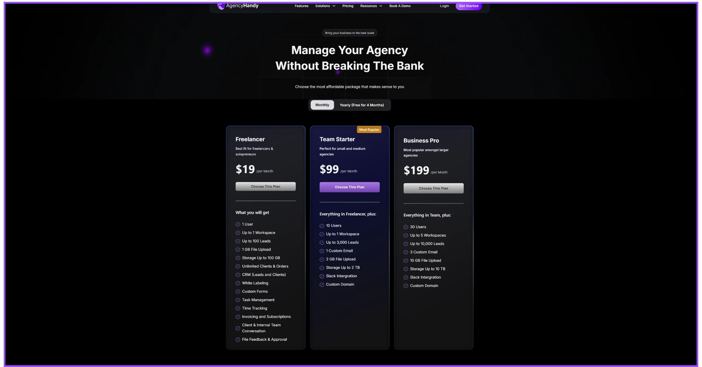 Agency Handy Pricing