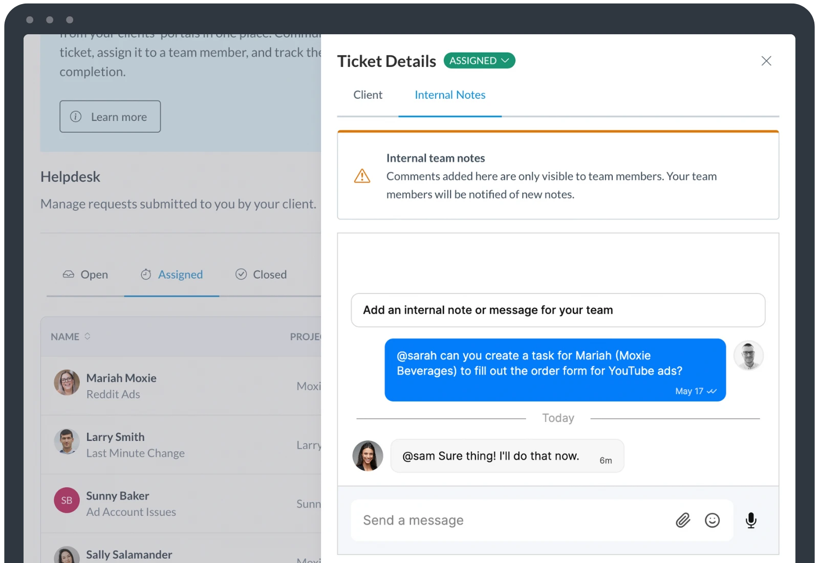 Motion io Helpdesk Ticket Details