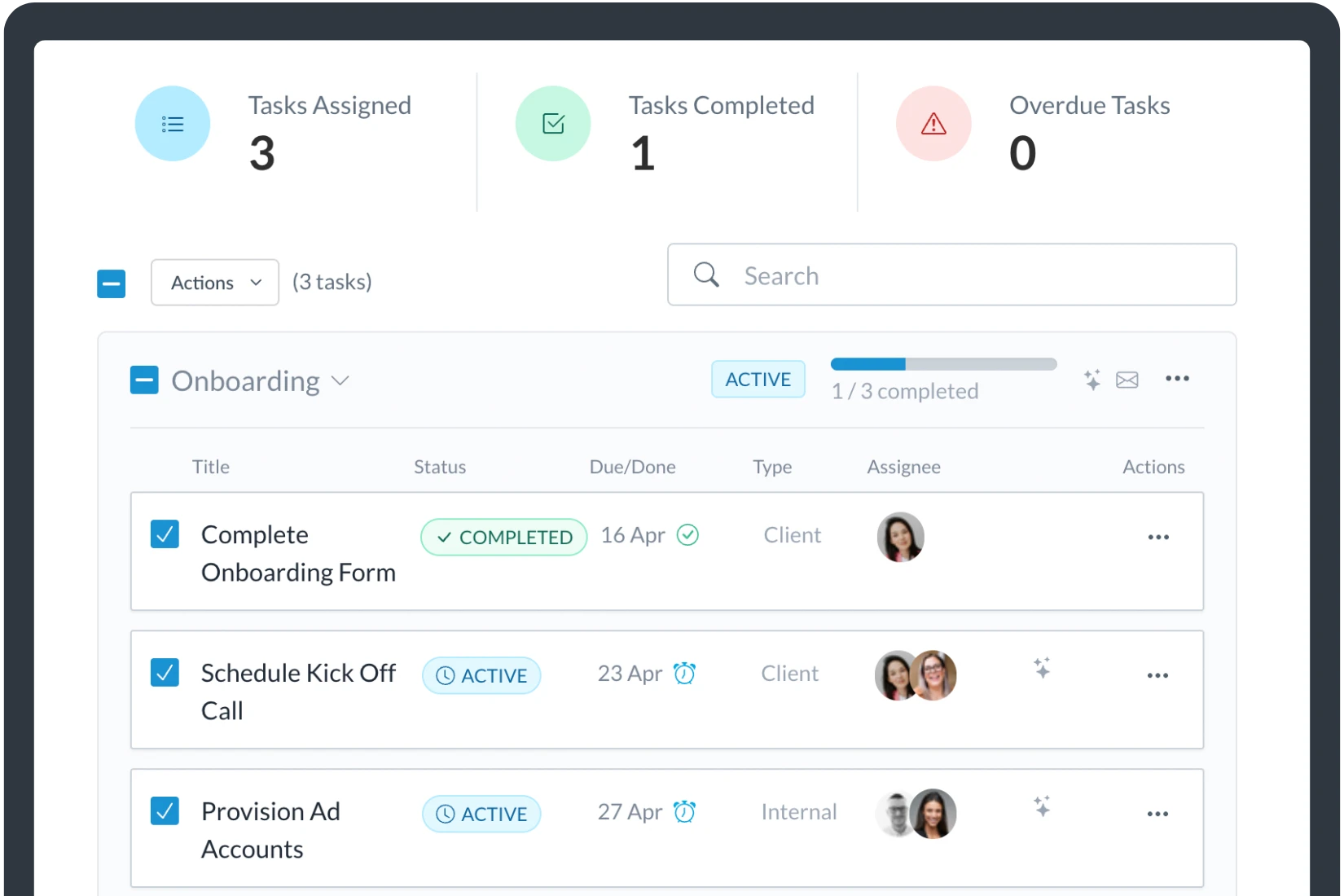 Motion io Client Tasks