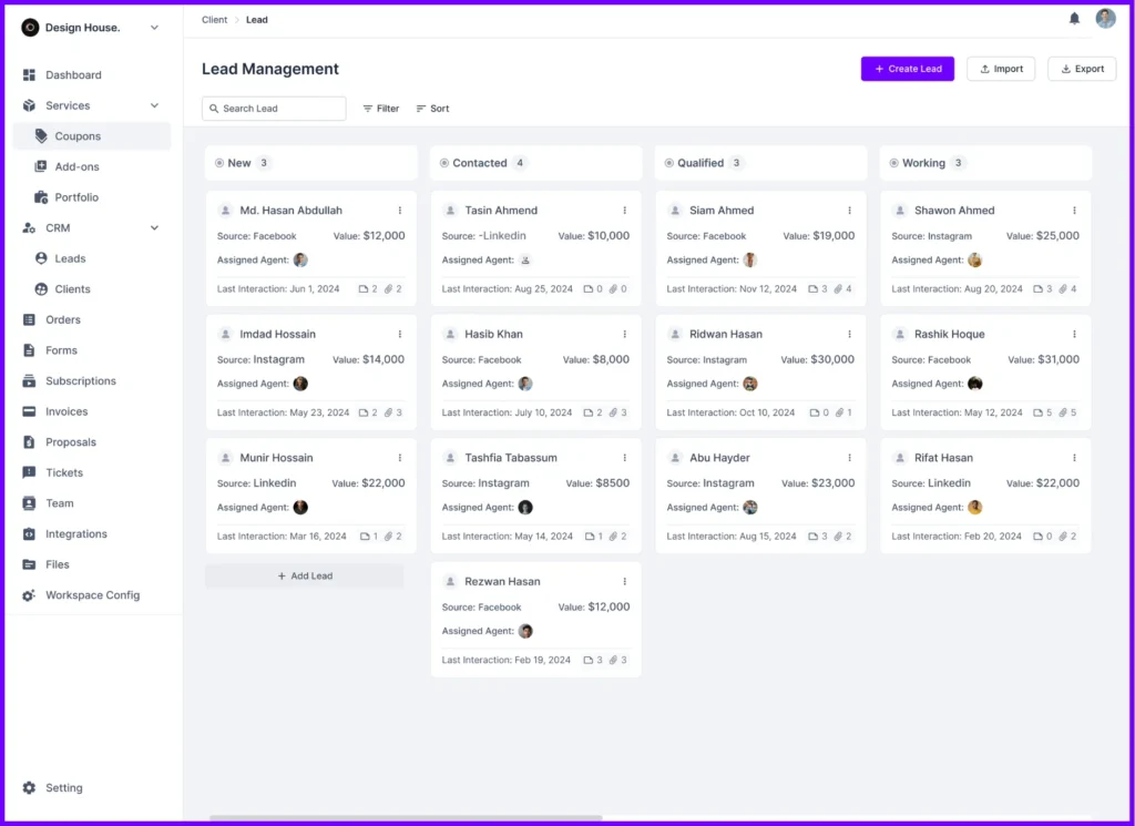 Lead Management Kanban