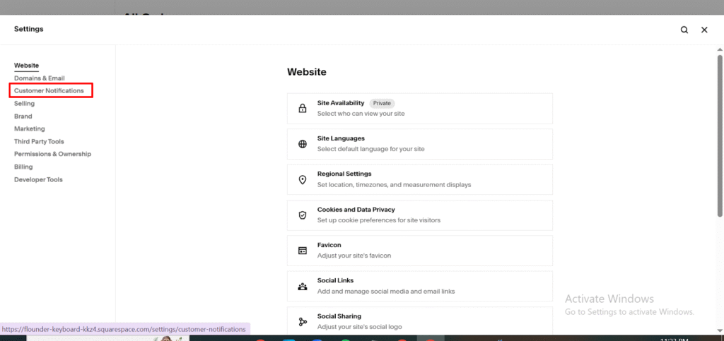 Go to Settings → Customer Notifications