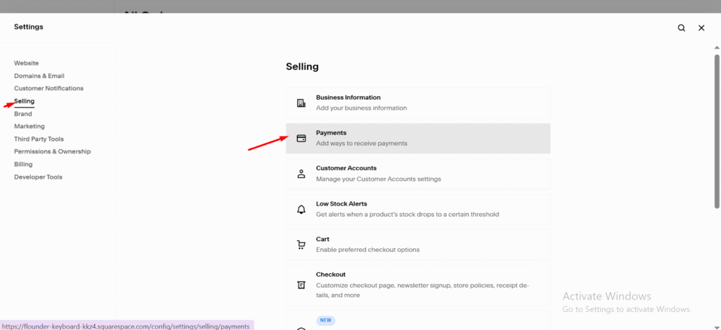 Go to Settings → Selling → Payments
