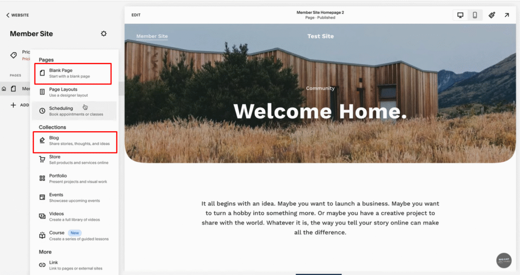 member site- page- blank page