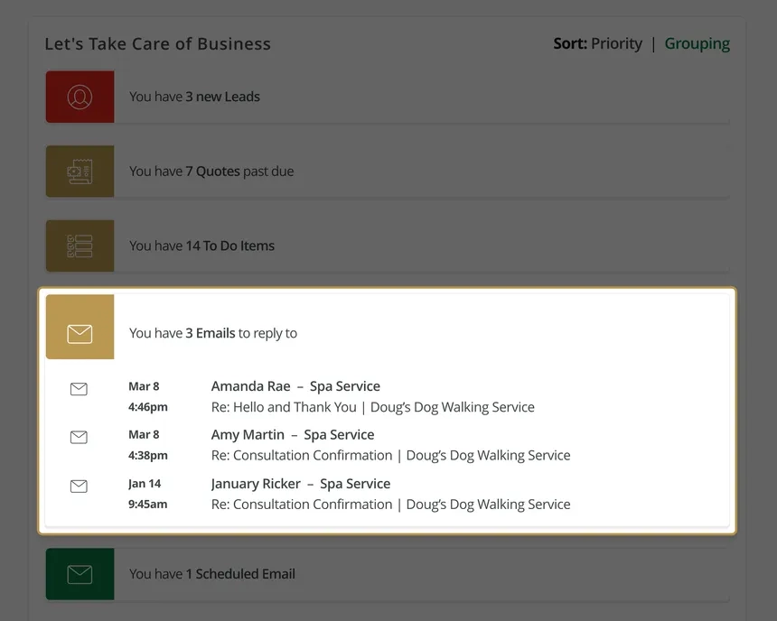 17hats Incoming emails