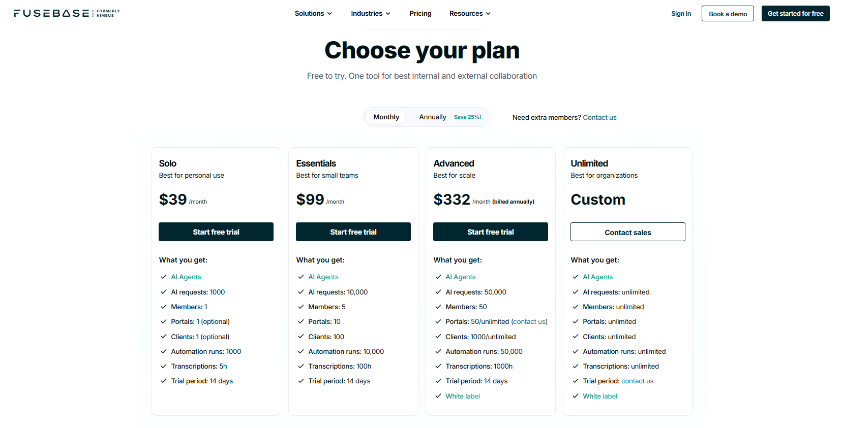 Fusebase pricing