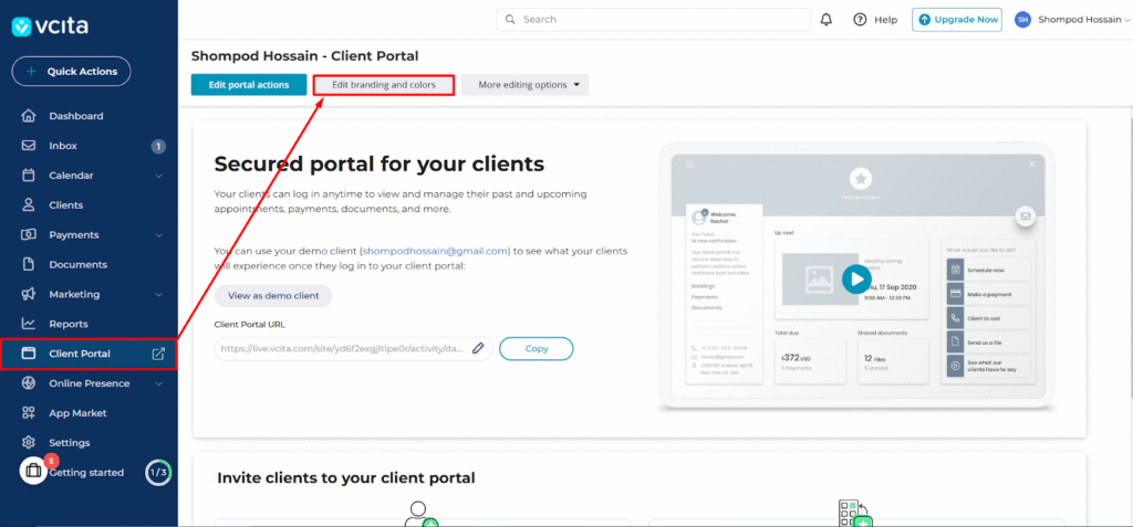 vcita Client portal