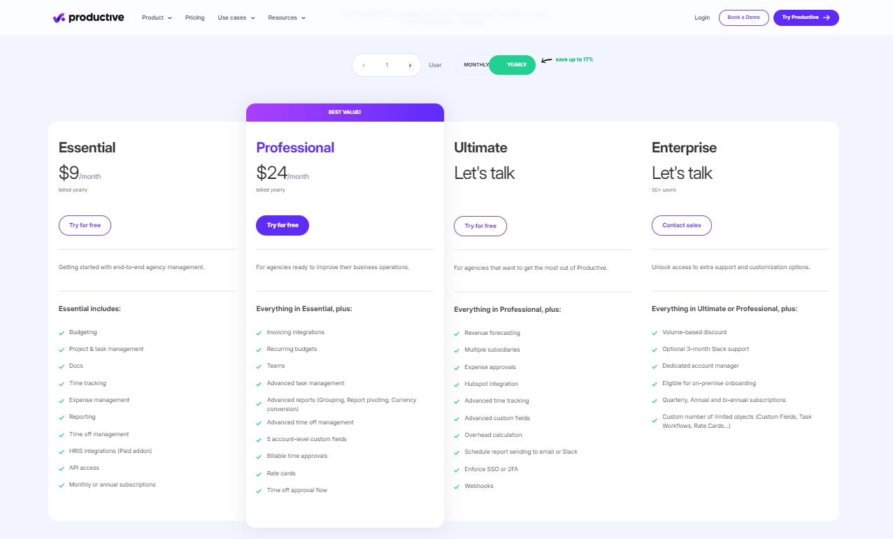 Productive io Pricing