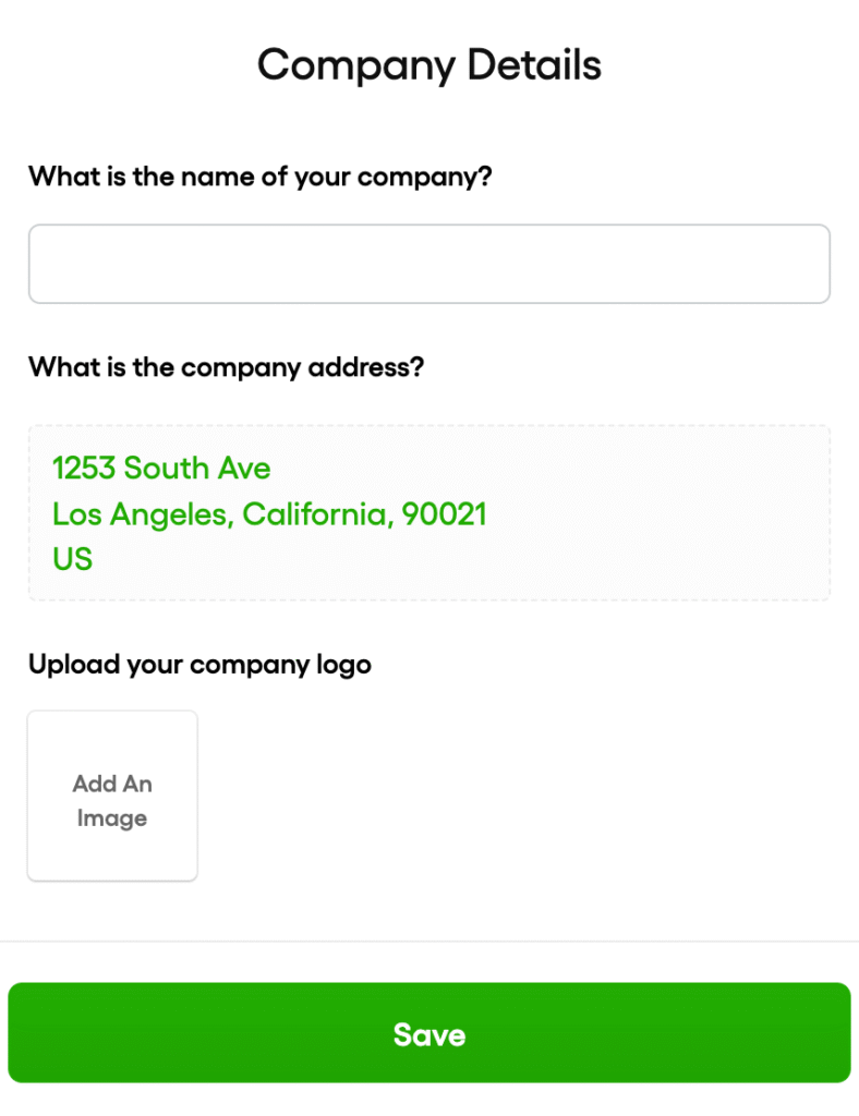 you will have to input your business name, address in details, currency, etc.