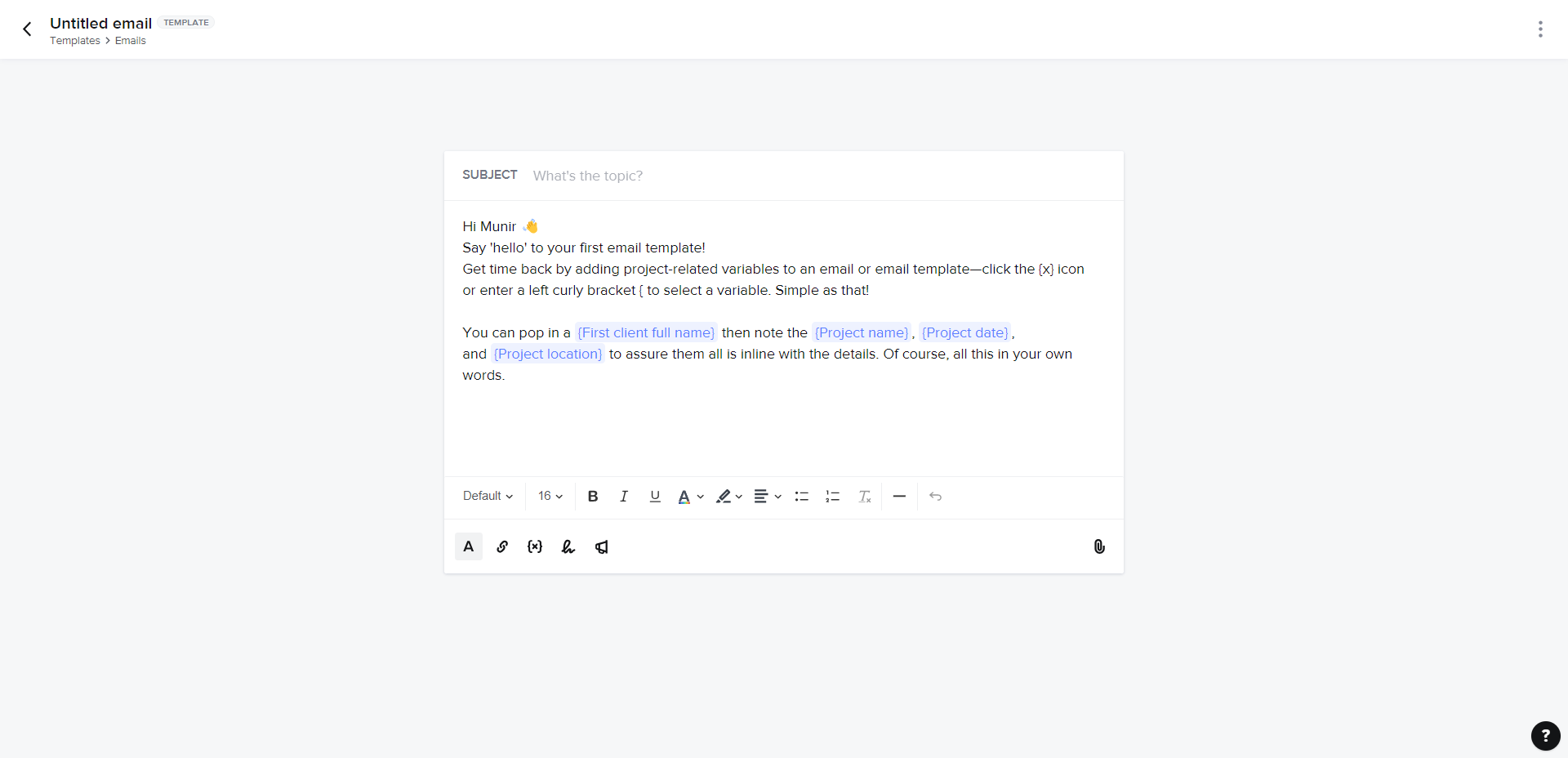 HoneyBook Customizable Email