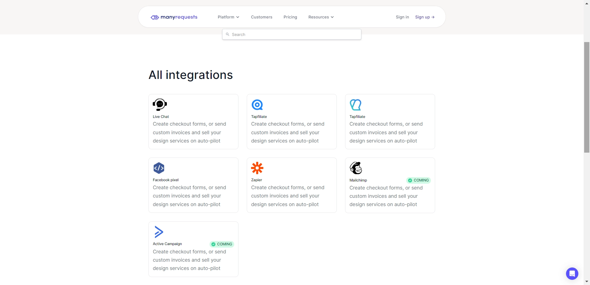 ManyRequests Integrations