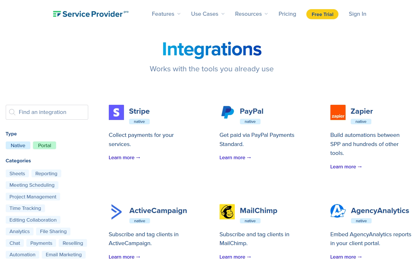 Service Provider Pro Integrations