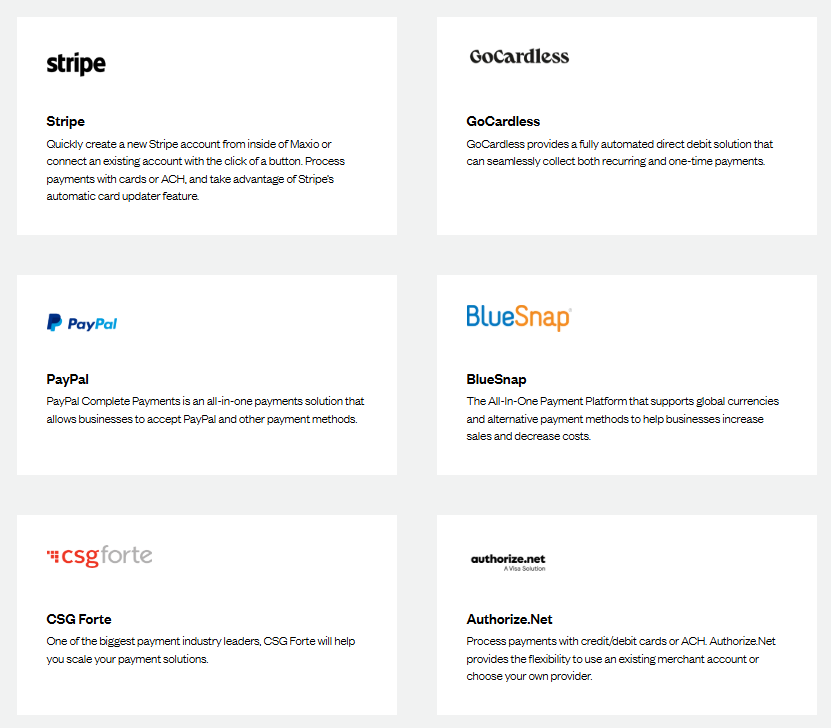 Maxio Payment Integrations
