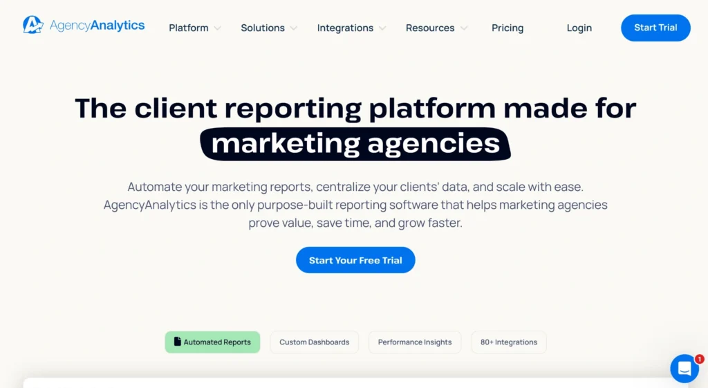 Agency Analytics Home Page