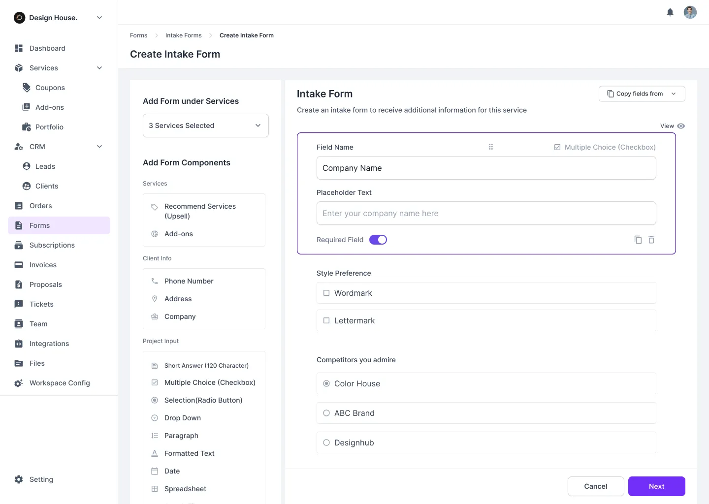Order and Intake Forms