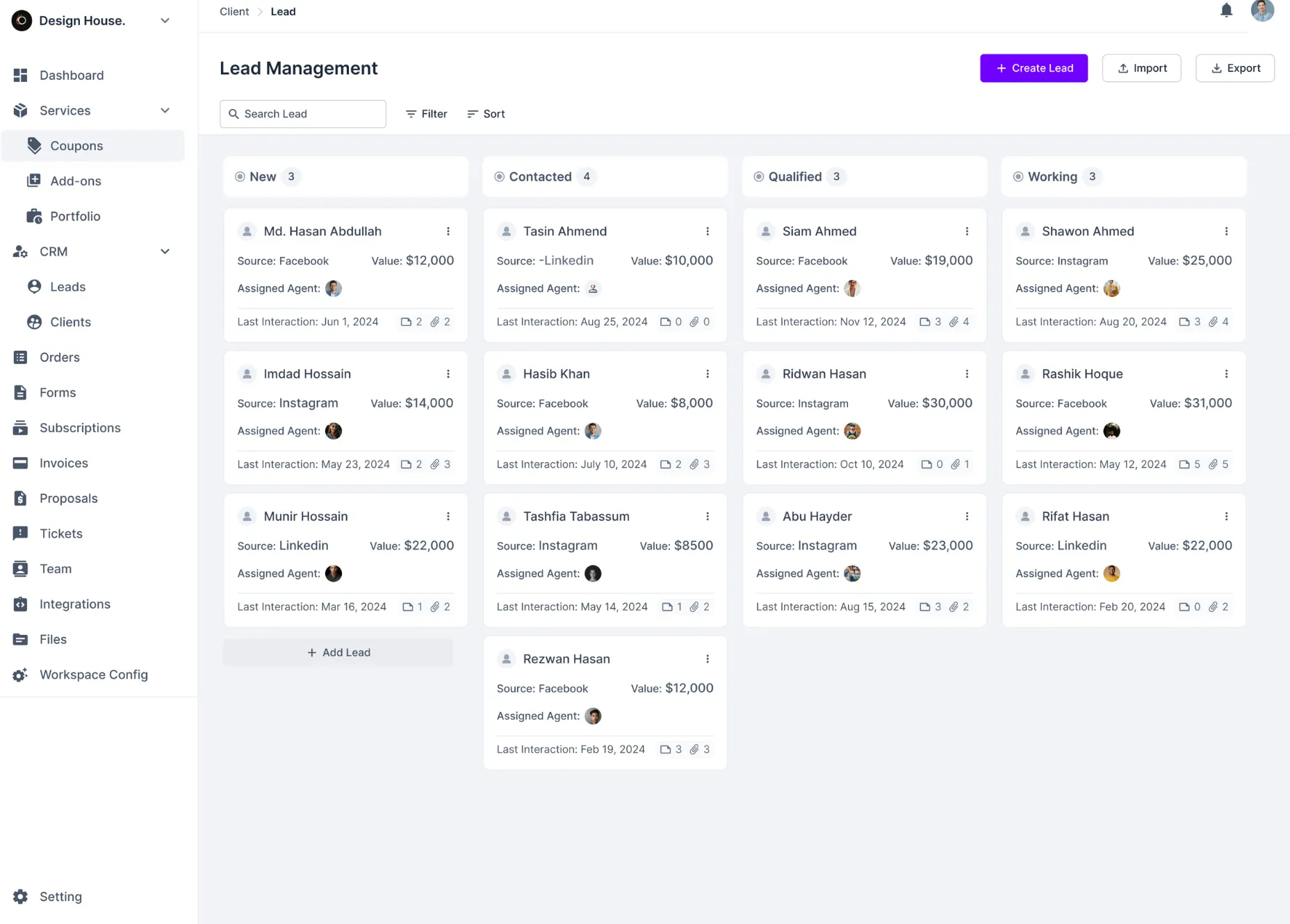 Agency Handy Lead Management Kanban