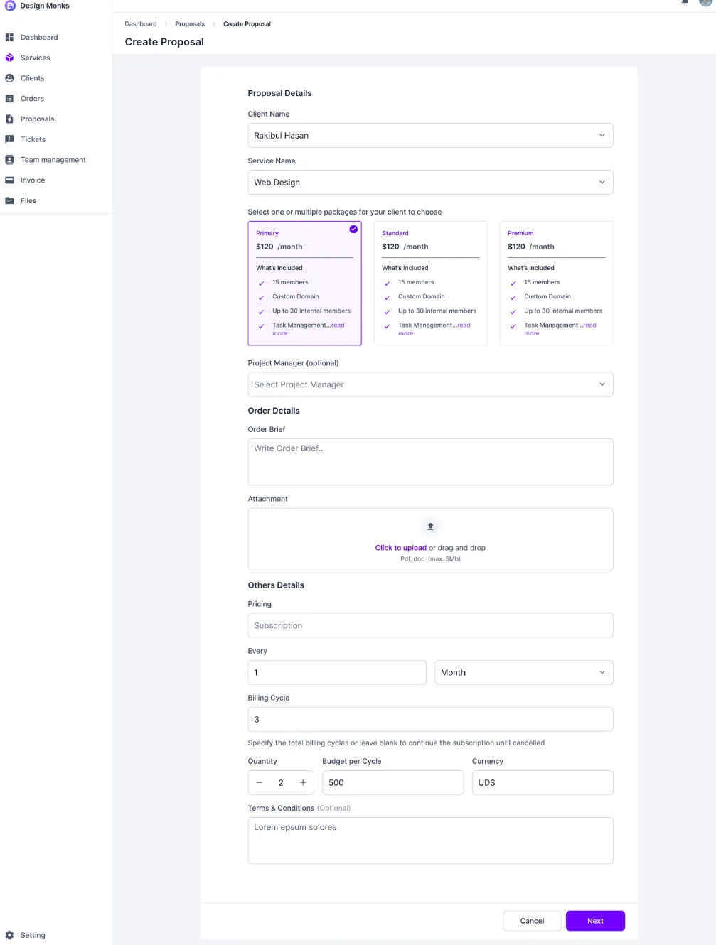 Agency Handy Create Proposal