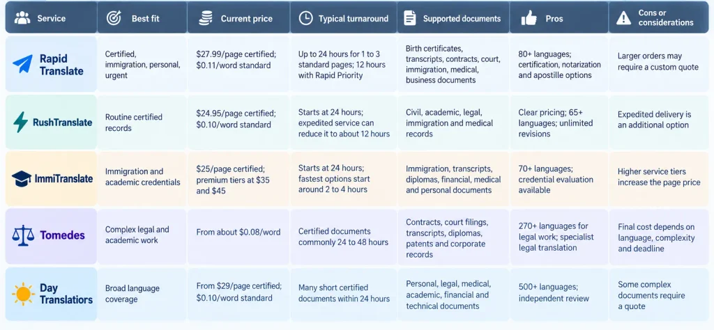 How the Best Document Translation Services Compare